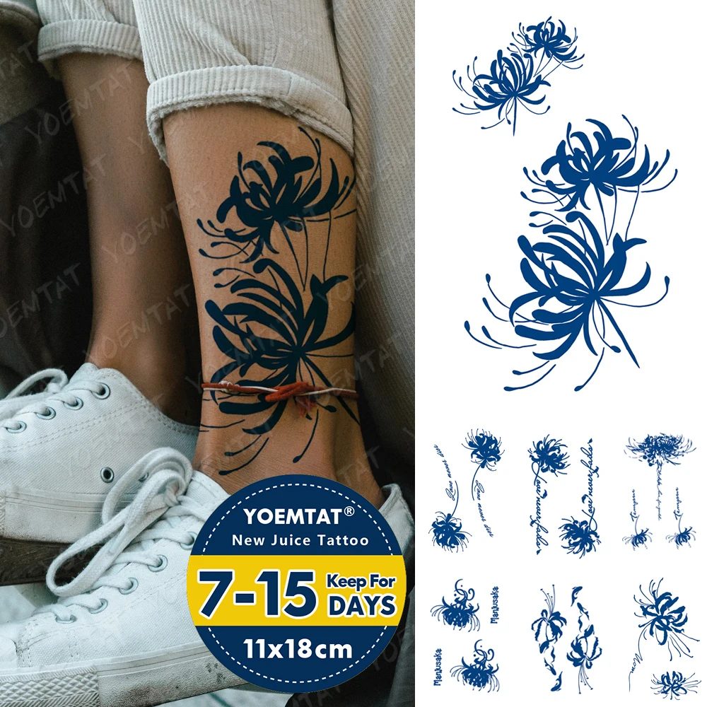 

Juice Ink Tattoos Body Art Lasting Waterproof Temporary Tattoo Sticker Ankle Waist Rose Flower Tatoo Arm Fake Word Text Tatto