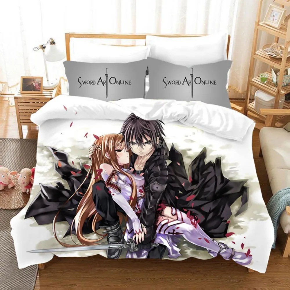 Постельное белье с аниме набор меч арт онлайн мультфильм дети 3d пододеяльник