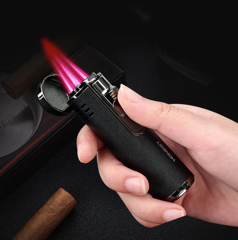 Honest 4 прямая синяя струйная зажигалка для сигар многофункциональный металл легче