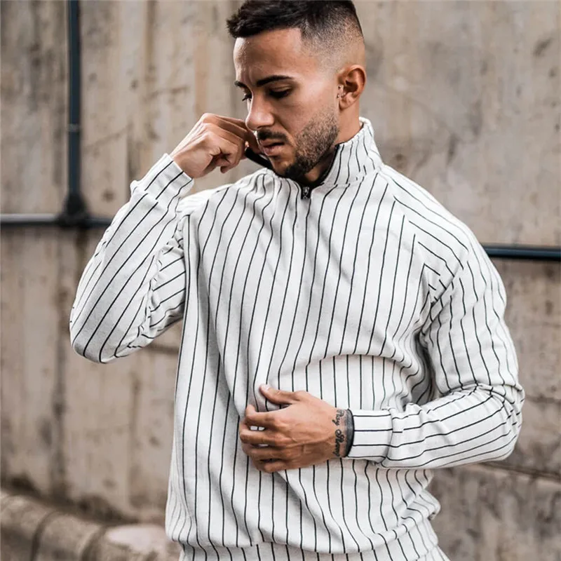 

2021 New Men's Body-building Sportswear Suit Tracksuit Muscle Fitness Casual Active Zipper Outwear Training Clothes male Sets