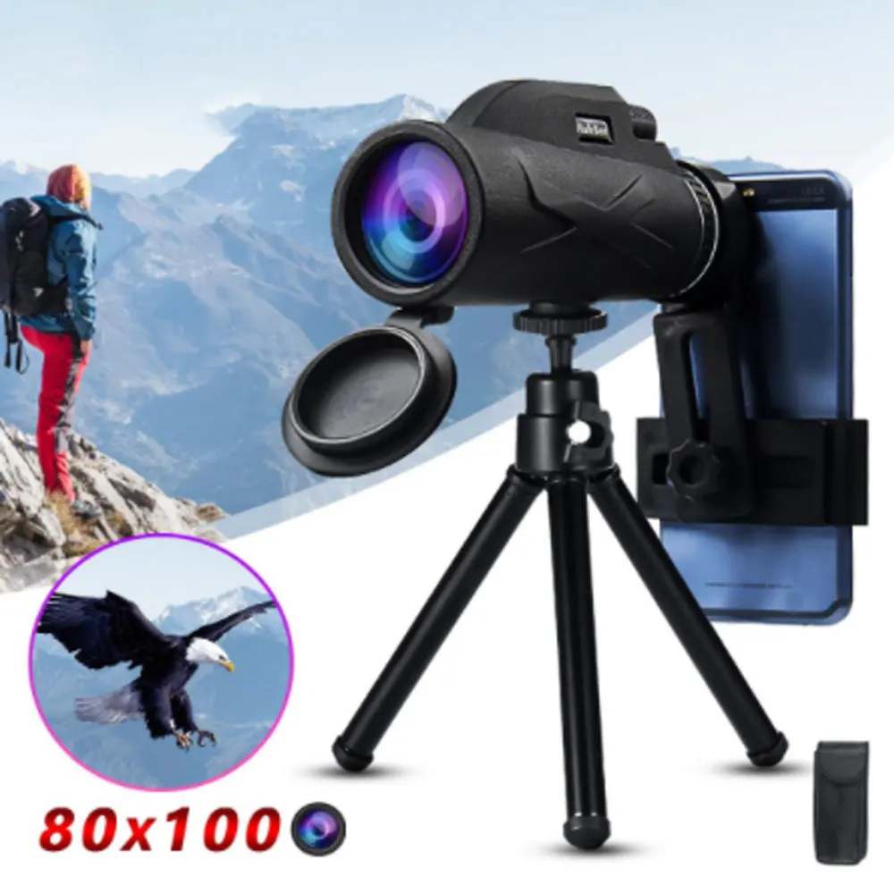 

Portable 80x100 HD Telescope High Power Binocular Professional Military Night Vision Monocular Zoom Optic Spyglass Hunting Scope