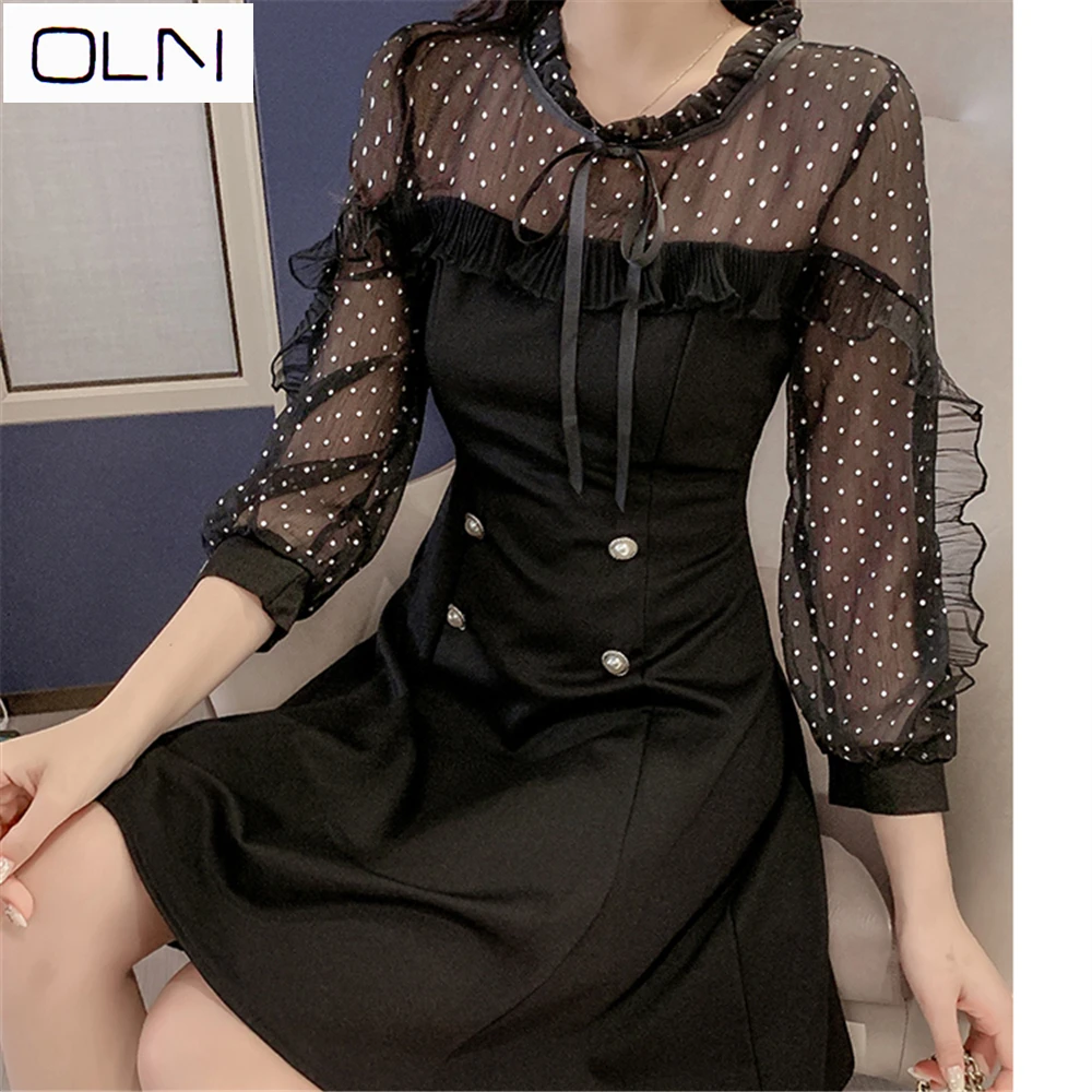 Платье OLN осень-зима корейское платье vestidos Новое поступление оптовая продажа