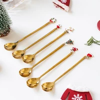 christmas spoon with long handle sturdy stainless steel dessert salad fruit tasting cocktail spoons for party