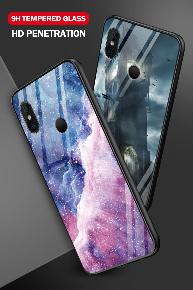 Закаленное стекло чехол для Xiaomi 6X5X8 9 SE A1 A2 Lite TPU чехол для телефона Redmi Note 4x 5A 6 7 Pro Prime противоударный жесткий чехол