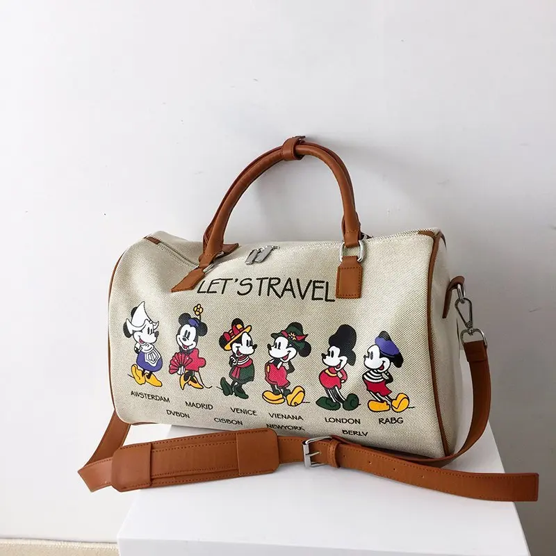 Disney Mickey Mouse New Girl Children Single Shoulder Inclined Bag Cute Messenger Handbag Kids Cartoon Mickey Handbag Brown