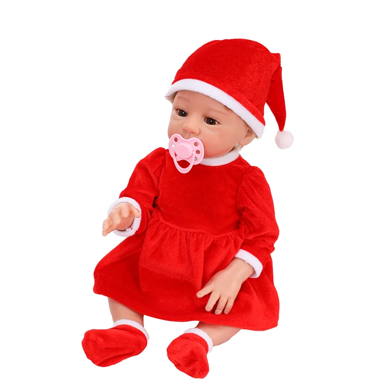 

New Christmas 18Inch Full SIlicone Reborn Babies Doll Bath Toy Lifelike Newborn Baby Doll Bonecas Bebes Christmas Present