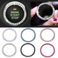 new car one key start button decoration ring with diamond rhinestone circle start stop switch ring car interior accessories
