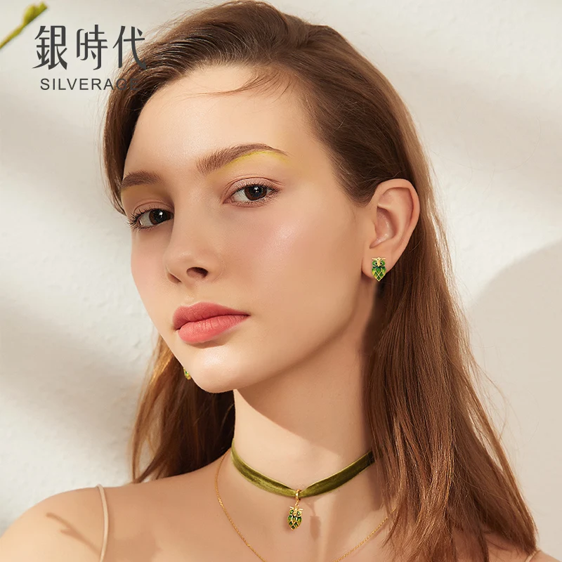 Женские серьги из серебра 2019 пробы в виде совы|Серьги-гвоздики| |