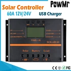 Контроллер солнечной батареи PowMr 60A 12В 24В, автоматическое высокоэффективное использование 5 в USB зарядное устройство ШИМ-регулятор с ЖК-дисплеем