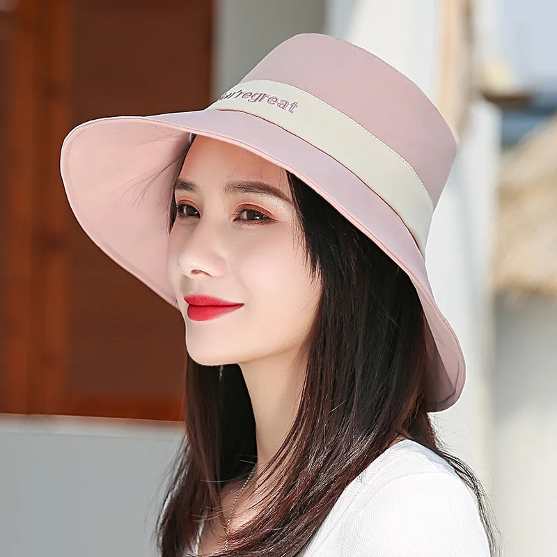 

Striped Fisherman Hat Ladies Color Matching Travel Hats Beach Summer Leisure Caps Big Brim Gorros Foldable Female Casquette 2021
