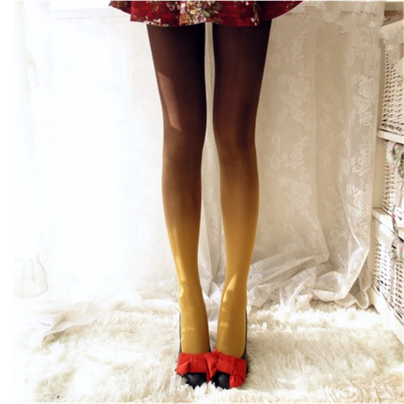 Long Socks for Women Red Yellollw Blue Gray Black 120D Velvet Tights Gradient Opaque Seamless Stockings Fashion Pantyhose(SO015)