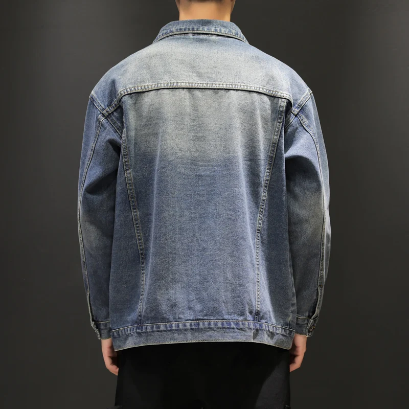 New 2019 Jeans Jacket Streetwear-Coats Cowboy Men's 2XL Loose Hip-Hop |