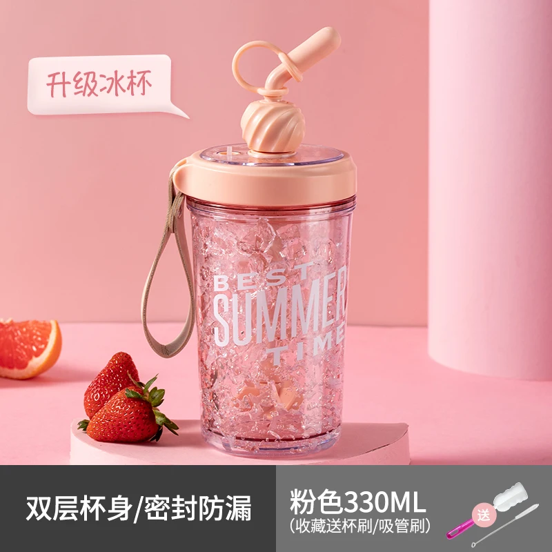 

Summer Drink Children Water Cup with Straw Reusable Transparent Clear Tumbler with Straw Original Breakfast Bardak Water Bottle
