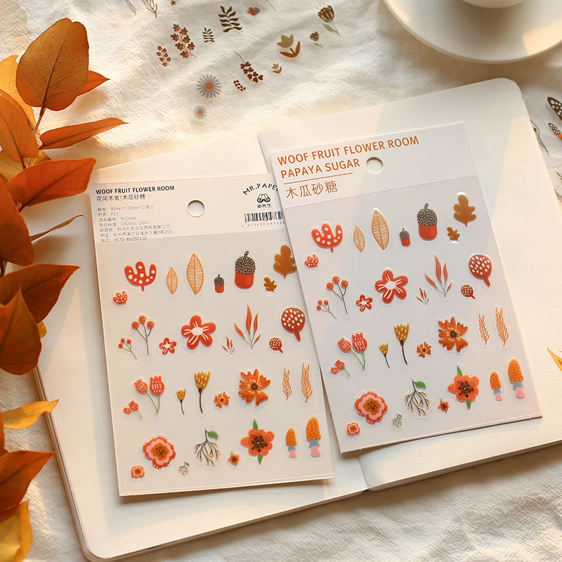 PET stickers flowers fruit plants DIYaccessories bullet journal decoration supplies scrapbooking sticker | Дом и сад