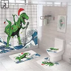 Занавеска для душа, в рождественском стиле, с рисунком поющего динозавра