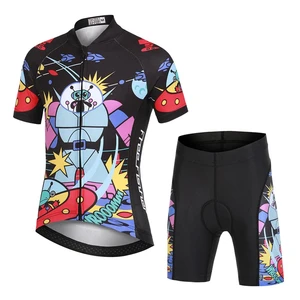 Free Fisher Breathable Kids Cycling Jersey Set Shorts Cartoon Children Bike Clothing Boys Girls Summer Bicycle Wear