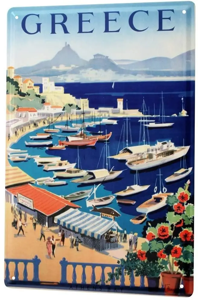 

С 2004 года, жестяная металлическая пластина, декоративный знак, домашний декор, таблички, украшение для праздников, путешествий, гавань, Грец...