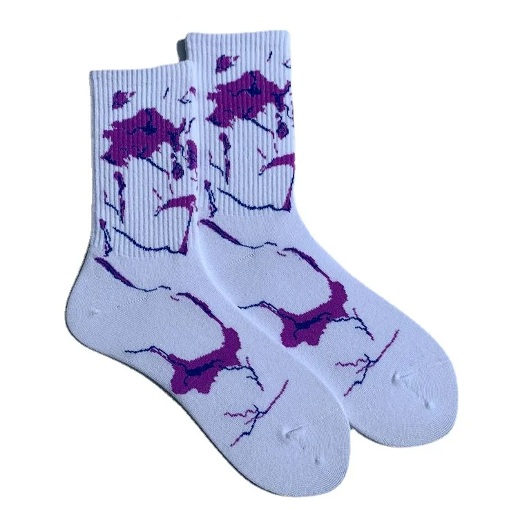 4 pairs of tie-dye men's socks Korean fashion Harajuku street sports basketball trend socks personality riding woman socks