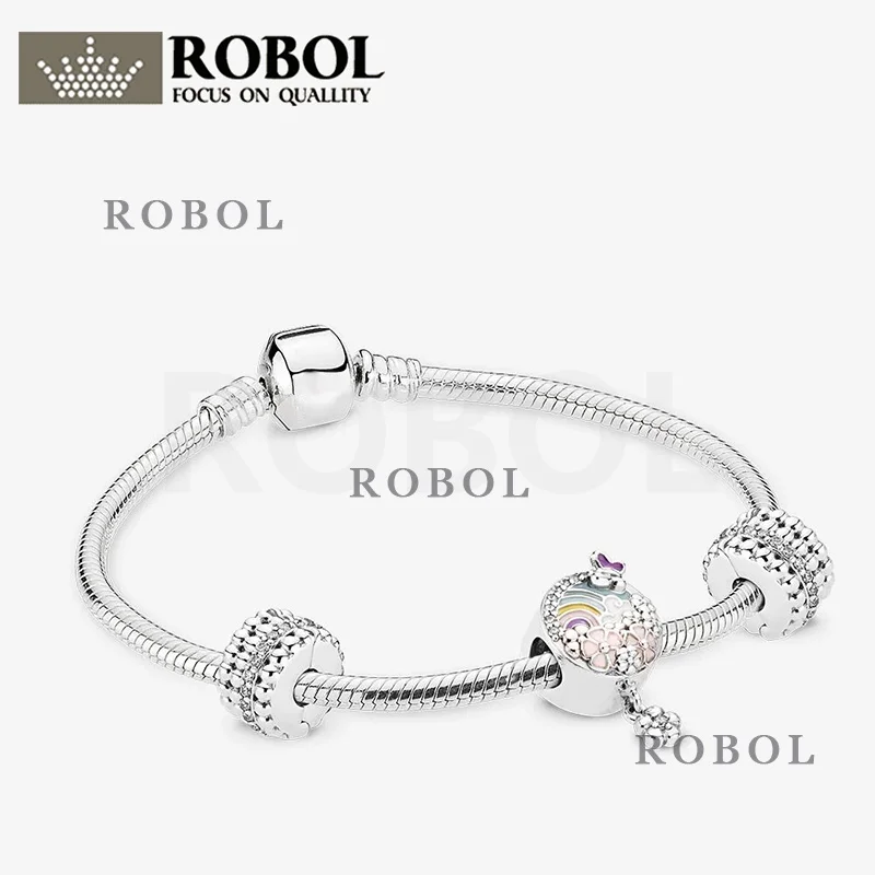 

Радужными или FlowerBraceletSet оригинальный бутик 925 пробы серебро браслет нишу дизайн добавил отводками, изысканная и милая