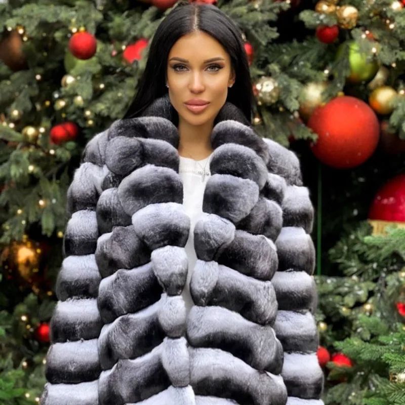 TOPFUR 2021 New Arrival Real Rex Rabbit Fur Coat Natural Fur Top Fashion Jacket Slim Female Thick Warm Winter Luxury Overcoat