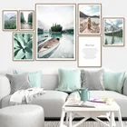 Картина на стену с изображением леса, озера, бобра, картина горная лодка, для декора гостиной, скандинавские плакаты и принты