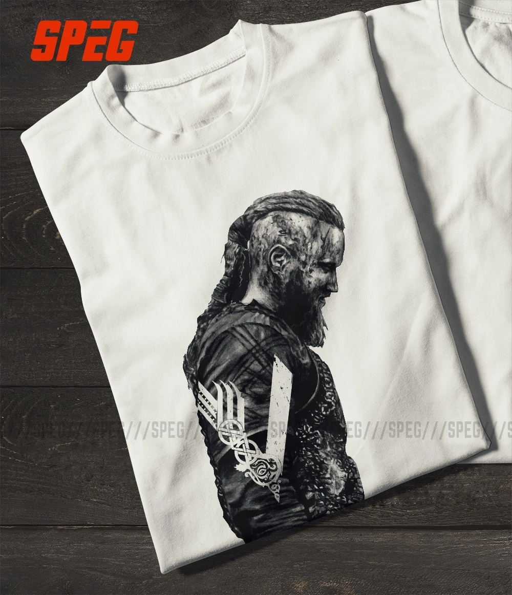 Футболки KING Ragnar Lothbrok Vikings Man Organnic, хлопок, футболки с коротким рукавом, популярные мужские футболки с круглым воротником