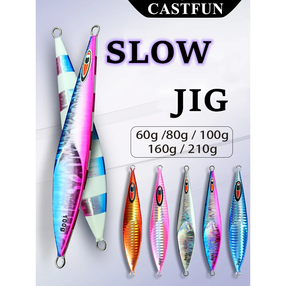 

CASTFUN Rector Jig 5pcs/Lot Metal Jigs 60g 80g 100g 160g 210g Slow Pitch Jigging Lure With Glow Zebra Fishing Gear Sea Fishing