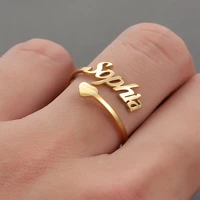 sherman customized name ring with love pattern ring person ality ladies stainless steel adjustable ring wedding jewelry