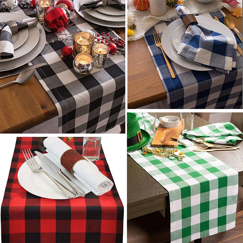 Прямоугольная настольная дорожка трендовая современная в клетку дизайн хлопок