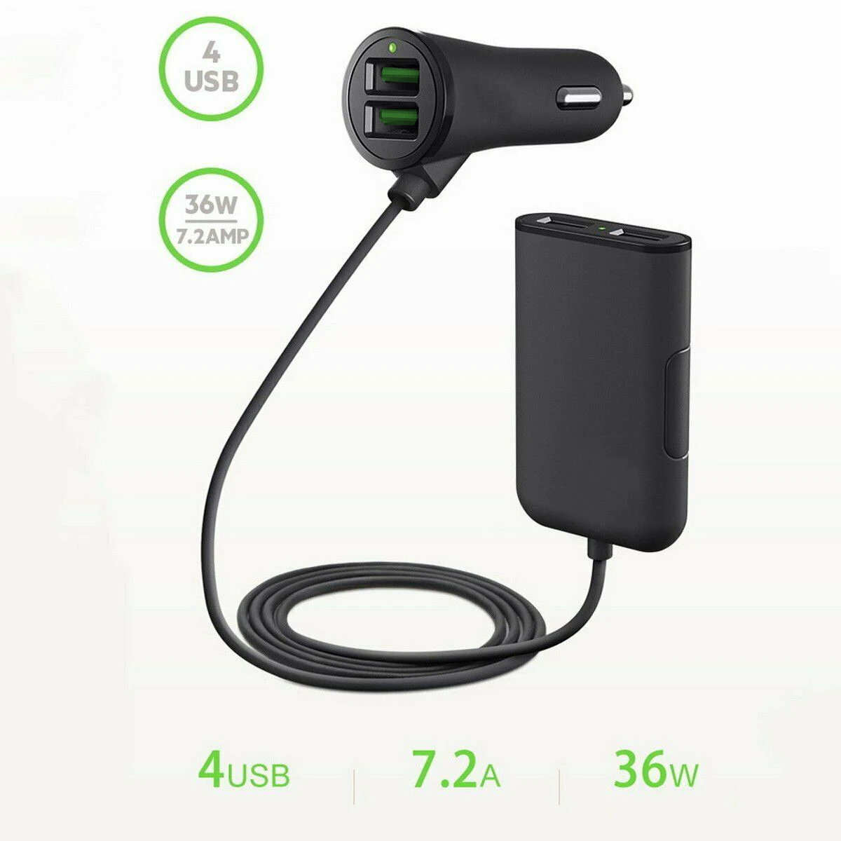 

QC3.0 4 Port USB Car Charger Front/Back Seat Adapter Universal Multi USB Passenger Fast Charging Car Charger For IPhone GPS​