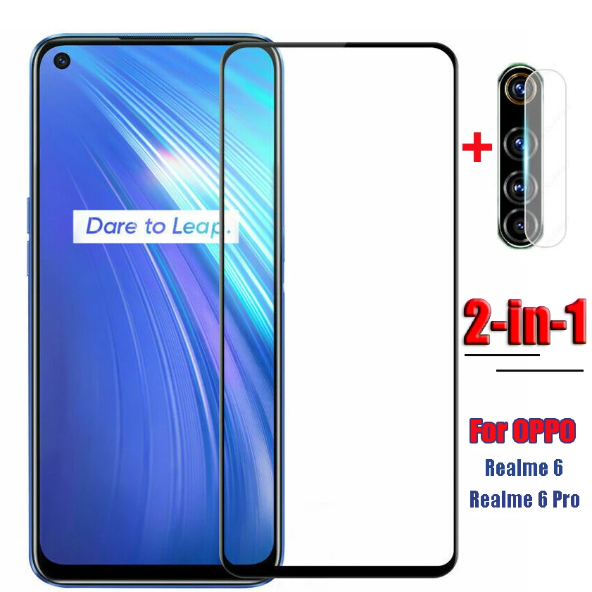 2 в 1 для OPPO Realme 6 / Pro 3D полное покрытие 9H защита экрана из закаленного стекла и
