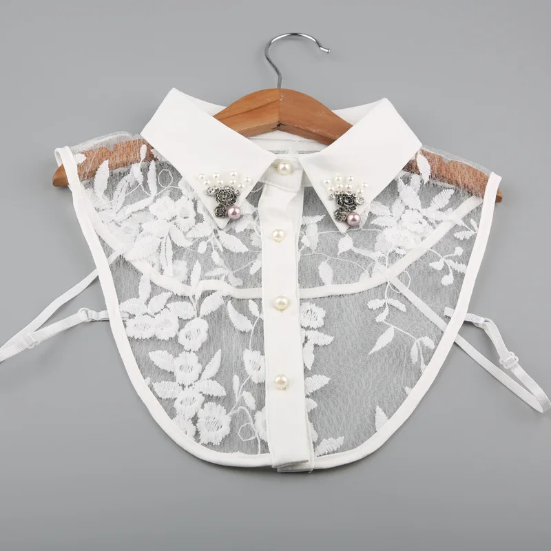 

Street cute style Pearls Decoration Ladies Lace False Collar Aesthetic Styles Women Fake Collar Shirt Detachable Collars Tops