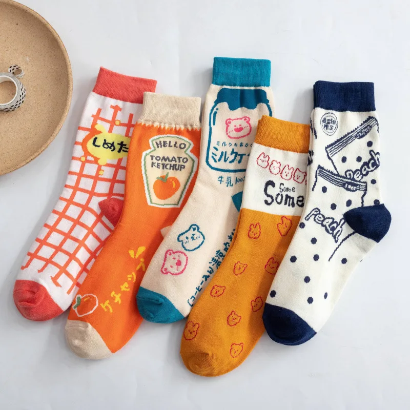 

2021 new Korean style fashion Harajuku street hip hop socks unisex fun men's socks happy skateboard Cartoons ladies socks