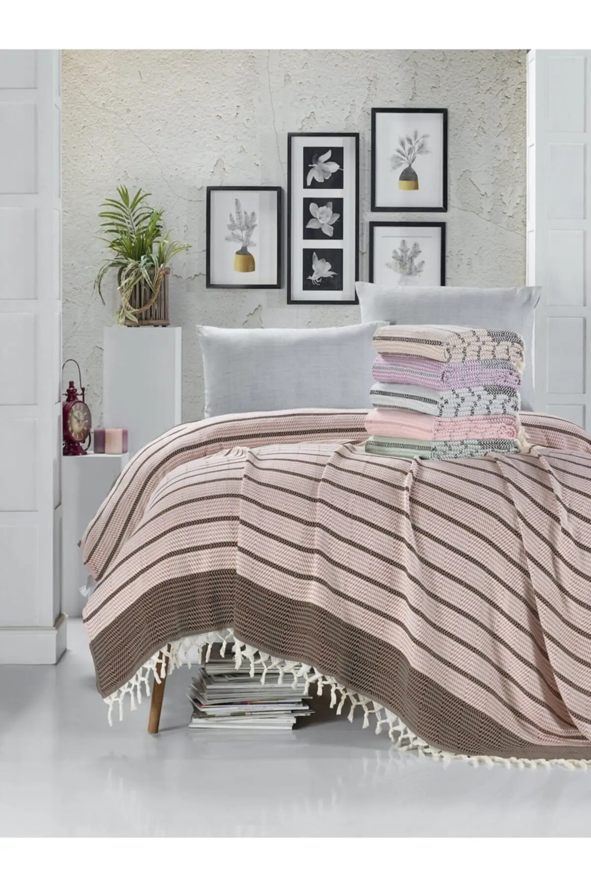 

Honkong Organic cotton double pique bed cover sofa shawl tv throws blankets Decorative Knit Fringed Queen Bedspreads Bedsheets