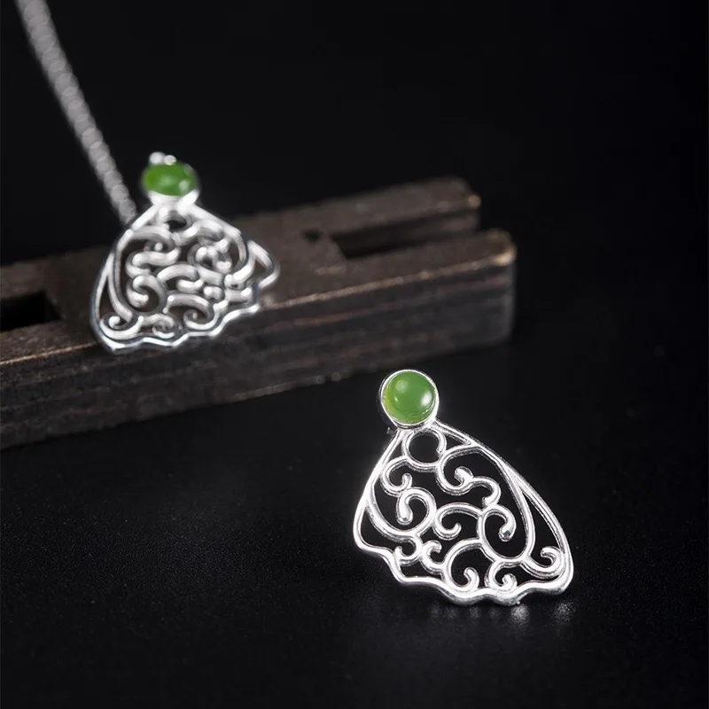 MIQIAO 925 серебряные серьги в виде бабочек с камнями яшма женская 2020 новинка