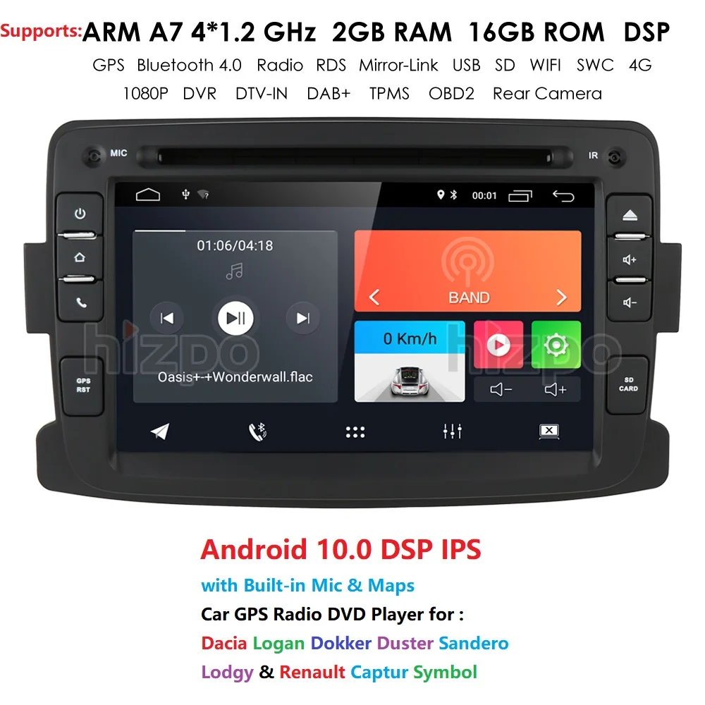 Автомобильный мультимедийный dvd плеер IPS DSP Android 10 GPS Аудио для Duster/Captur/Lada/Xray 2/Logan
