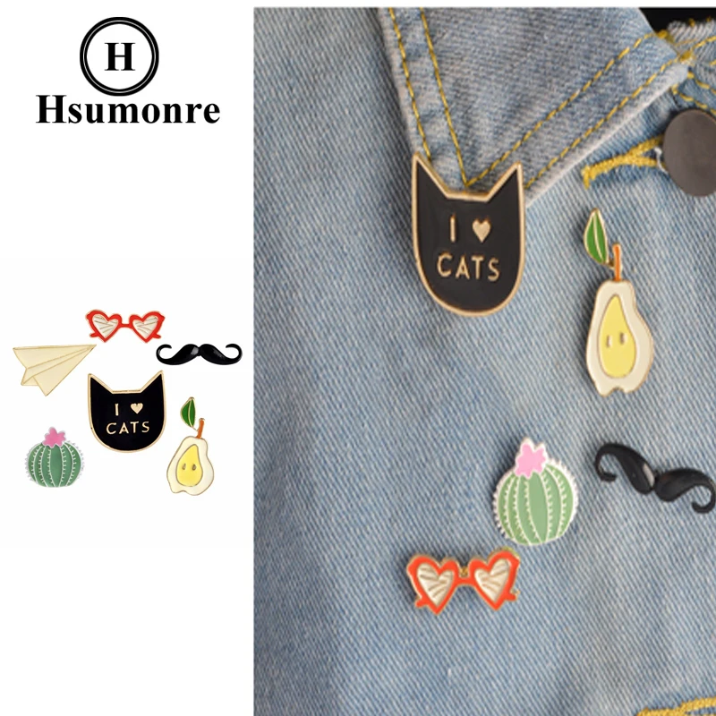 Брошь с изображением кошки усов кактуса груши солнцезащитных очков лацканов