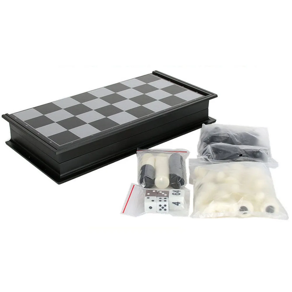 

3 In 1 Magnetics Board Chess Portable International Chess Backgammon Checkers Set Folding Chess Children Gift
