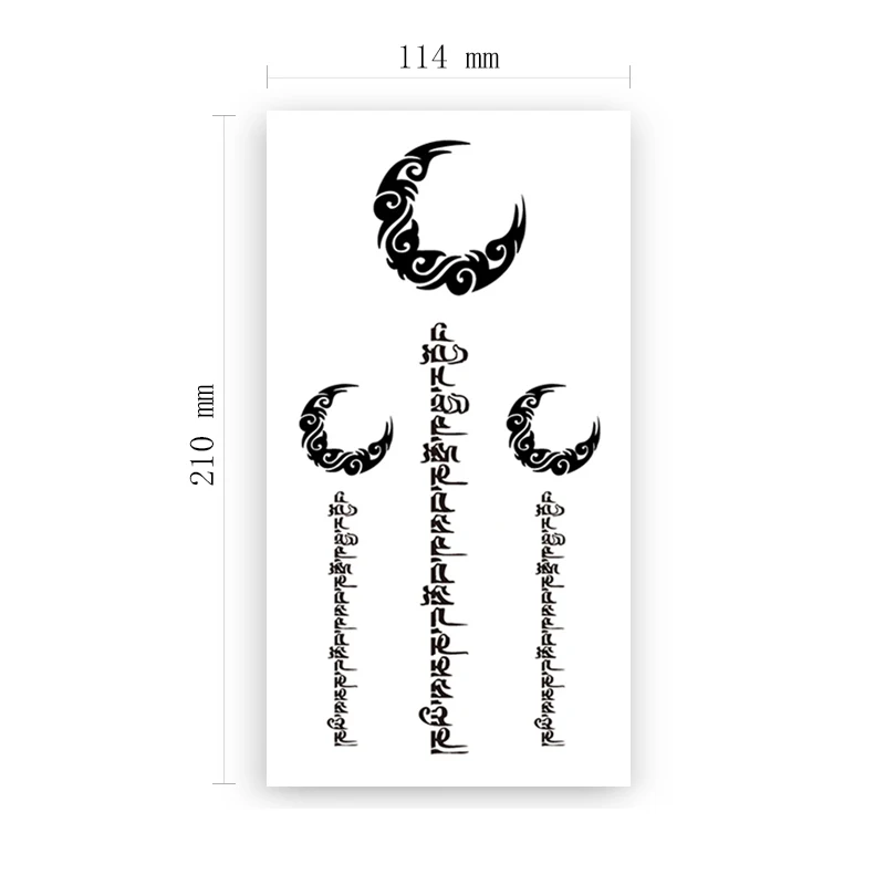 

Tibetan Sanskrit Waterproof Temporary Tattoo Stickers Black Totem Meniscus Fake Tattoos Flash Tatoos Arm Body Art for Women Men