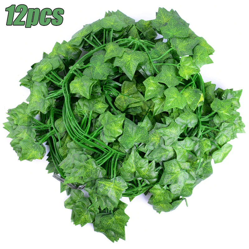 

12pcs/set Green Artificial Plants Leaf Vine Artificial Hanging Plant Fake Leaf Vine Ivy Greenery Garland Party Home Decor