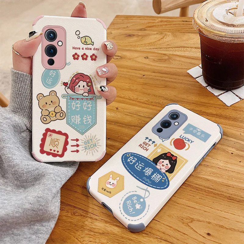 

For Oneplus 9 9pro Case Good luck PU Leather Soft Cover Oneplus 8t 8 8pro Pro Shockproof Phone Case