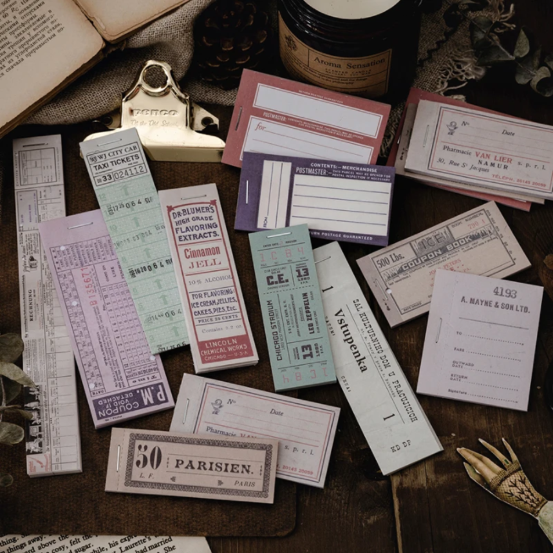 

Antique Ticket Series Writable label Material Paper Junk Journal Planner Scrapbooking Vintage Decorative DIY Craft Paper