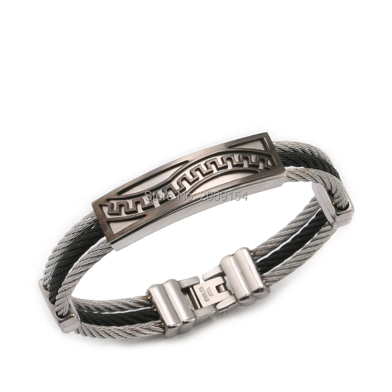 Золотой браслет для мужчин ювелирные изделия из титановой стали Модный черный с