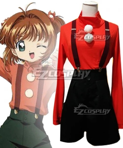 

Cardcaptor Sakura Sakura Kinomoto Daily Red Suit Halloween Party Christmas Outfit Adult Set Cosplay Costume E001
