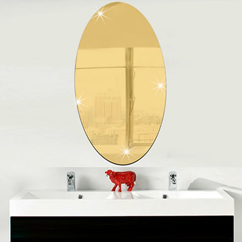 golden oval 1 комплект 3D зеркала милые кошки стикер на стену s Наклейка декоративная Съемная настенная комната вечерние украшение для комнаты Наклейка на стену для детской комнаты - Цвет: golden oval