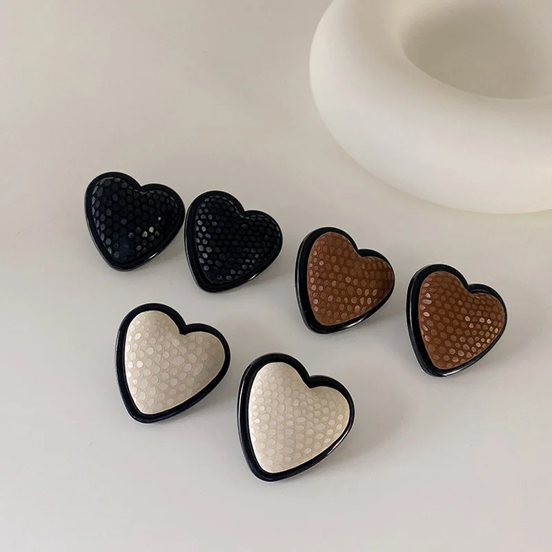 

LOVOACC Trendy 3 Styles Big Love Heart Leather Pendant Earrings for Women Girls White Black Brown Colour Earrings Accessories