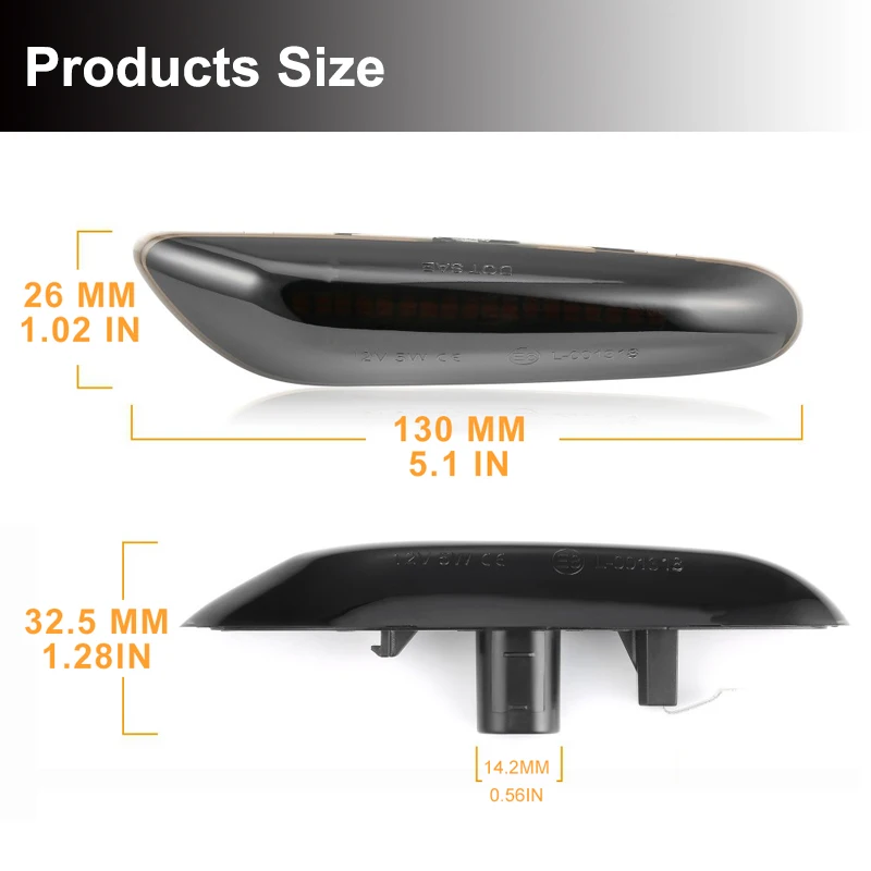 

2x Amber LED Side Marker Turn Signal Light For BMW E90 E91 E92 E93 E46 E53 X3 E83 X 1 E84 E81 E82 E87 E88 Smoke Lens Style Black