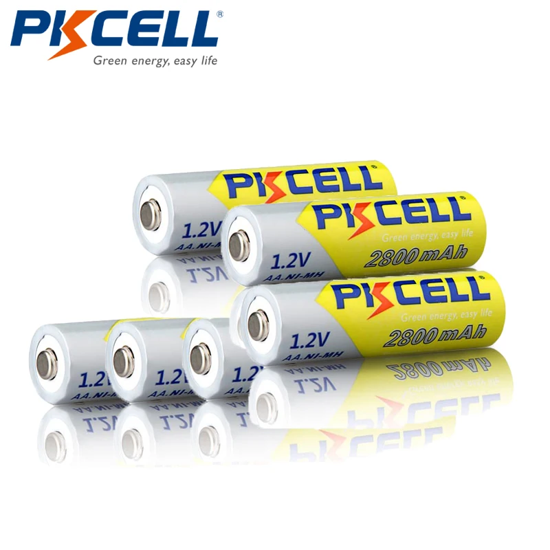 6PCS AA PKCELL Ni-MH AA батареи 2600 mAh-2800 mAh 1,2 V NiMh аккумуляторная батарея 2A батарея для фонариков камера игрушки - Цвет: 6PCS AA