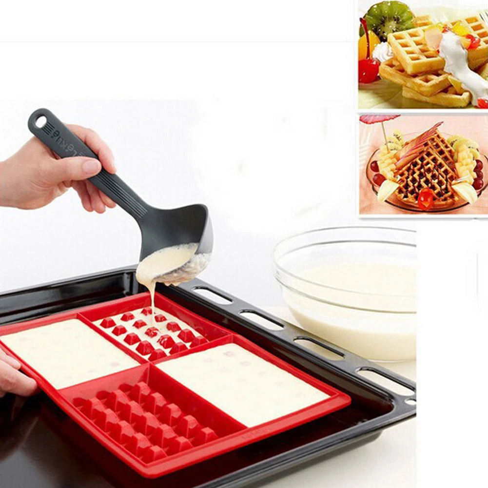 

Waffle Mold Cake Mould Non-stick DIY Baking Mold High-temperature Heart Shape Silicone Baking Tool Mold Kitchen Bakeware
