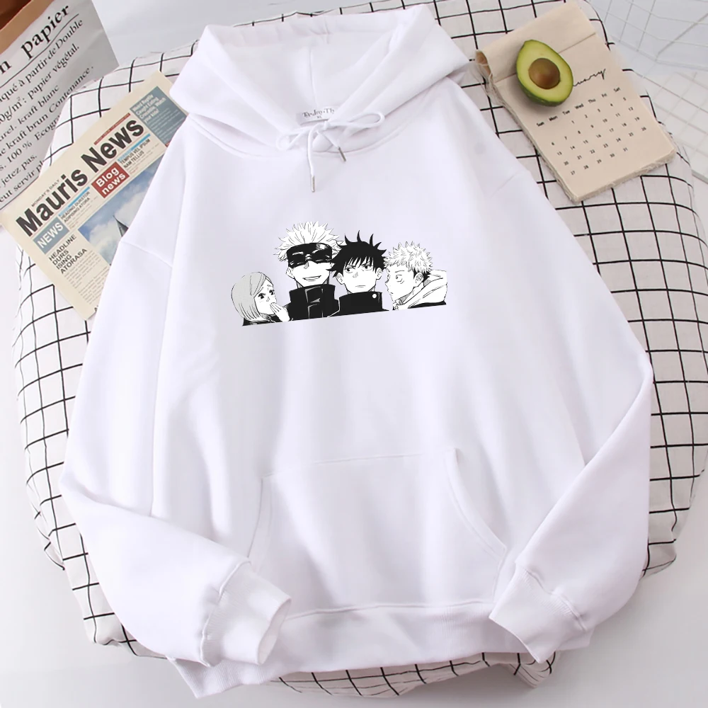

Jujutsu Kaisen Anime Satoru Gojou Print Hoody Female Autumn Fleece Sweatshirt Fashion Casual Hooded Loose Warm Pullover Tops Men